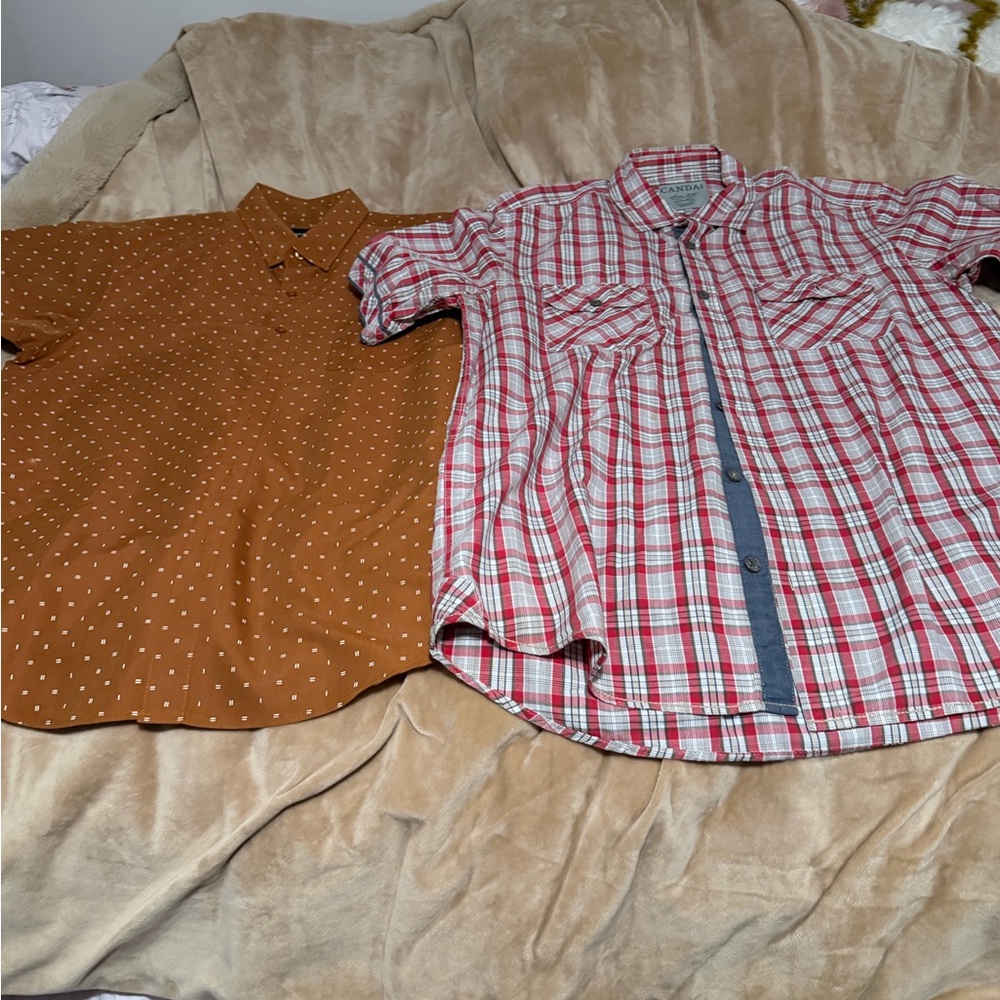 Molokai Surf Plaid Men’s Lot of 2 Button Down Short Sleeve Shirts Large